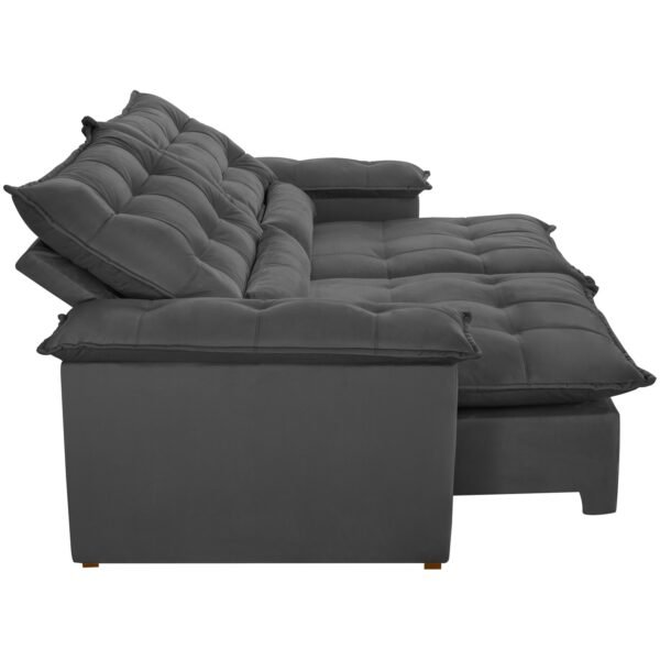 Sofá Retrátil e Reclinável Niger 2,50 m Veludo Cinza B010 - TREVO ESTOFADOS