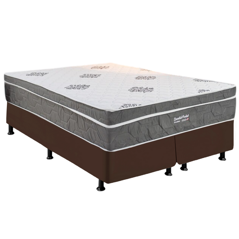 Colchão Queen Essential Pocket D26 + Base Box Simples Corino Marrom – INOVAFLEX + BIOSTAR - Imagem 2