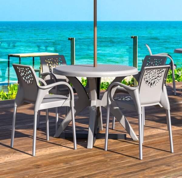 Mesa Deluxe 90 com 4 Poltronas Deluxe Nude – FORTE PLÁSTICO