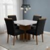 Mesa Salinas/Helô/Los Angeles 120 Cinamomo/Off White com 4 Cadeiras Safira Veludo Preto – CEL MÓVEIS + WM DECOR