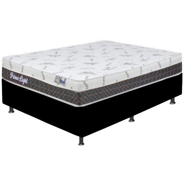 Colchão Casal Prime Light 30 cm D28 + Base Box Simples Corino Preto – ORTHOPRIME + BIOSTAR