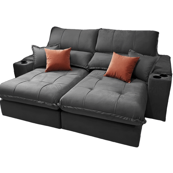 Sofá Retrátil e Reclinável Afrodite Slim 2,50 m Veludo Cinza Grafite 101 – ZARAT ESTOFADOS