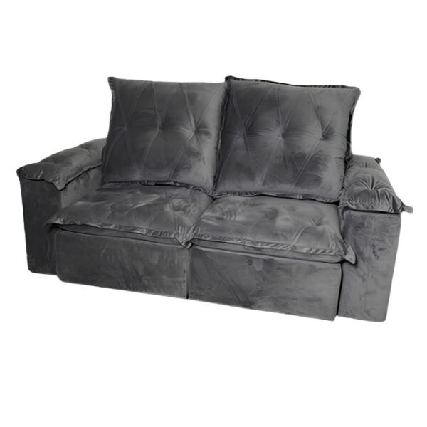 Sofá Retrátil e Reclinável Londrina 2,30 Veludo Cinza Grafite - IMPÉRIO ESTOFADOS(PROMOÇÃO)