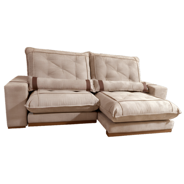 Sofá Retrátil e Reclinável Ibiza/Poseidon 2,50 m Veludo Bege 106 - ZARAT ESTOFADOS