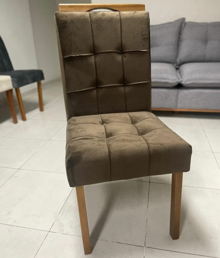 Mesa Mona/Munique 160 Mel/Blonde Off White com 6 Cadeiras Sophia Veludo Marrom – VIERO MÓVEIS + WM DECOR - Imagem 2