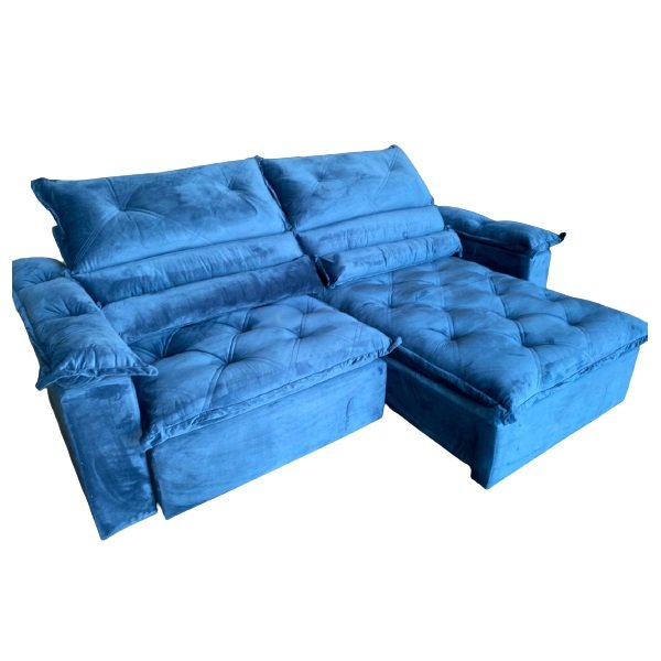 Sofá Retrátil e Reclinável Agata 2,00 m Azul - IMPÉRIO ESTOFADOS