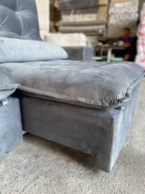 Sofá Retrátil e Reclinável Malu 2,90 m Cinza Grafite – D’VITRINE ESTOFADOS