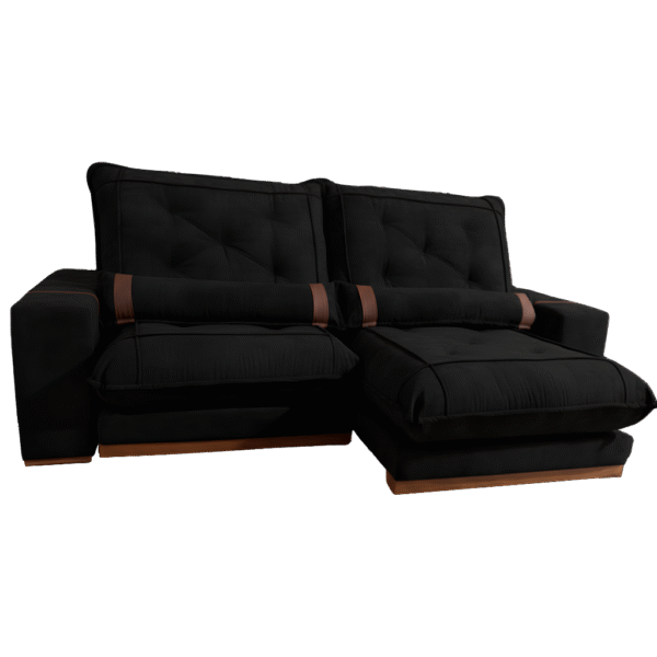 Sofá Retrátil e Reclinável Ibiza/Poseidon 2,50 m Veludo Preto 111 - ZARAT ESTOFADOS