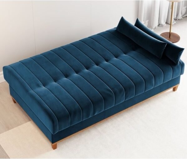 Sofá Cama Luna/Duna 1,80 m Veludo Azul - VIERO MÓVEIS
