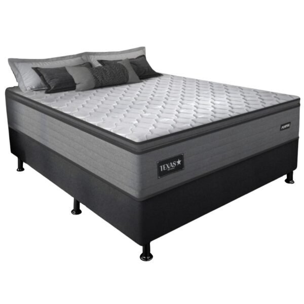 Colchão Casal Texas D28 + Base Box Simples Corino Preto – GAZIN COLCHÕES + BIOSTAR