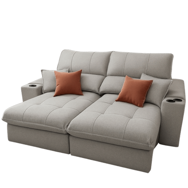 Sofá Retrátil e Reclinável Afrodite Slim 2,90 m Linho Cinza 302 Confort 07 – ZARAT ESTOFADOS