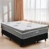 Colchão Queen Essential Pocket D26 + Base Box Simples Corino Preto – INOVAFLEX + BIOSTAR