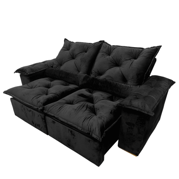 Sofá Retrátil e Reclinável Grécia 2,00 m Preto - QUINE ESTOFADOS
