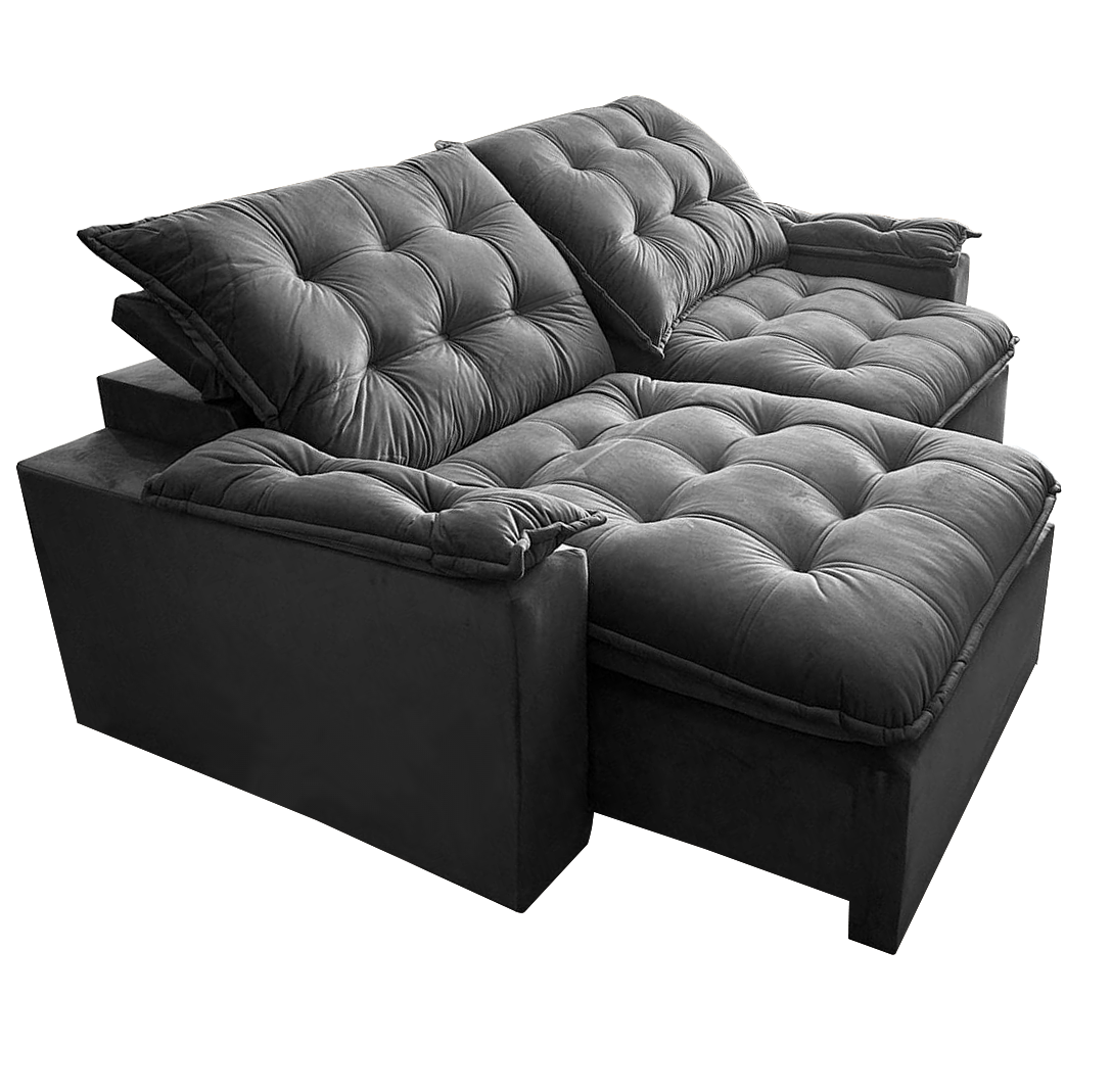 Sofá Retrátil e Reclinável Alaska 2,40 m Cinza Grafite - MONTANO ESTOFADOS - Imagem 4