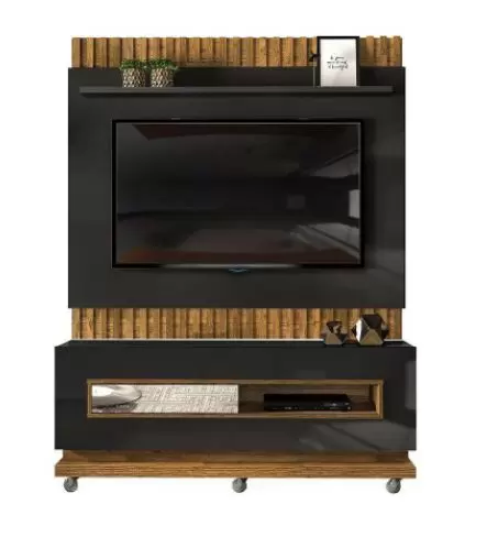 Painel + Bancada até 60" Vitti Preto/Demolição - DJ MÓVEIS