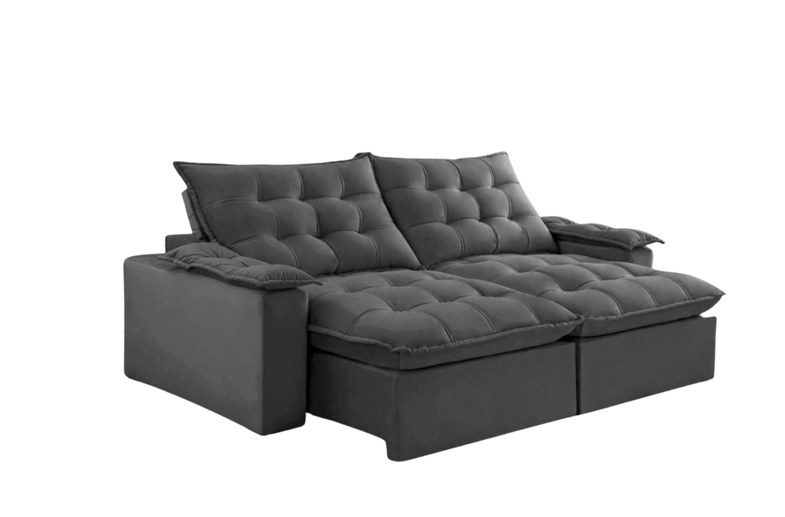 Sofá Retrátil e Reclinável Alaska 2,40 m Cinza Grafite - MONTANO ESTOFADOS - Imagem 3