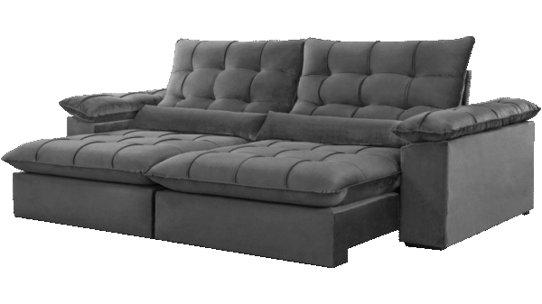 Sofá Retrátil e Reclinável Malibu 2,30 m Cinza - VIVAZ ESTOFADOS