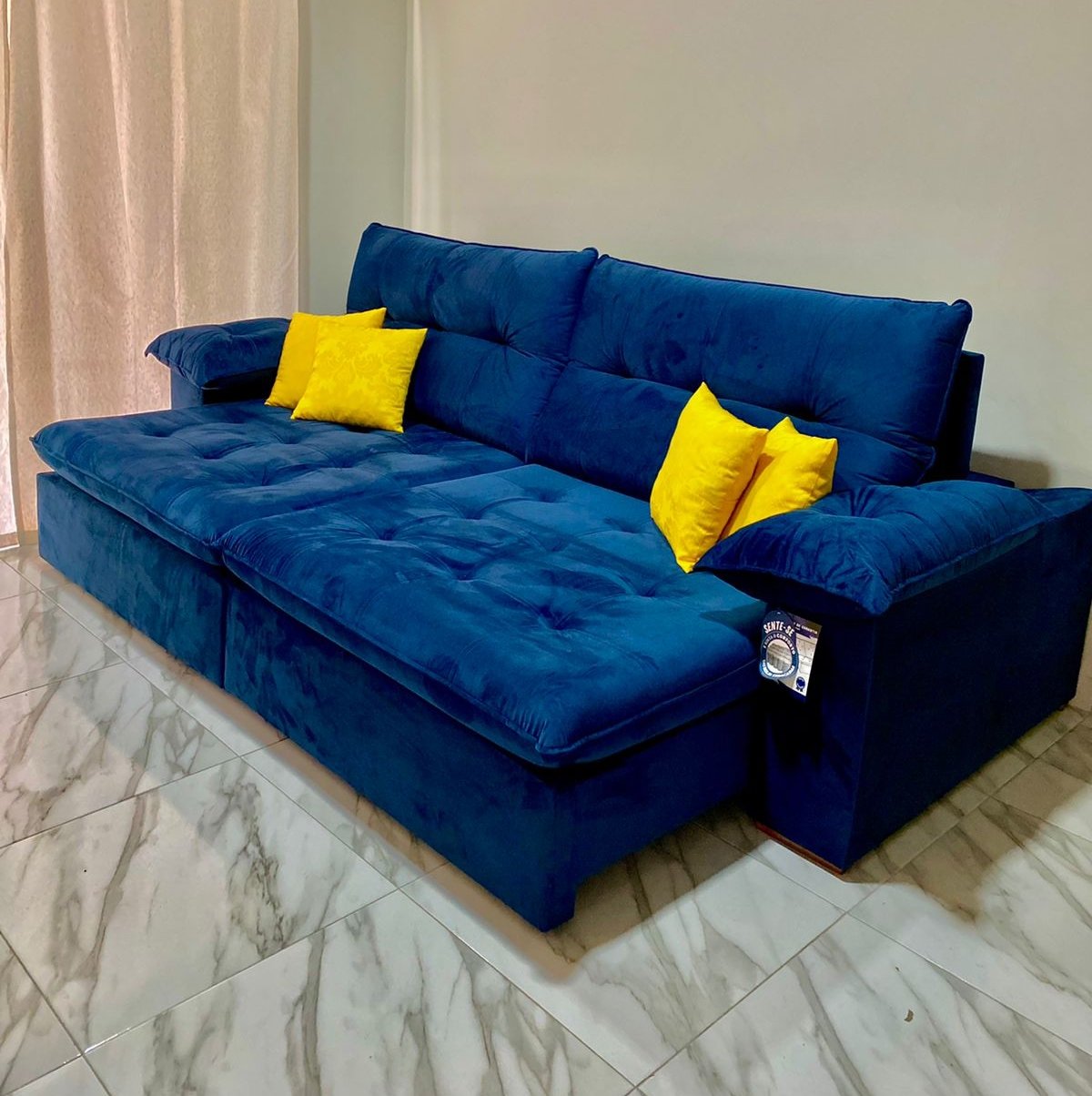 Sofá Retrátil e Reclinável México 2,50 m Azul – LEO DECOR(PROMOÇÃO)