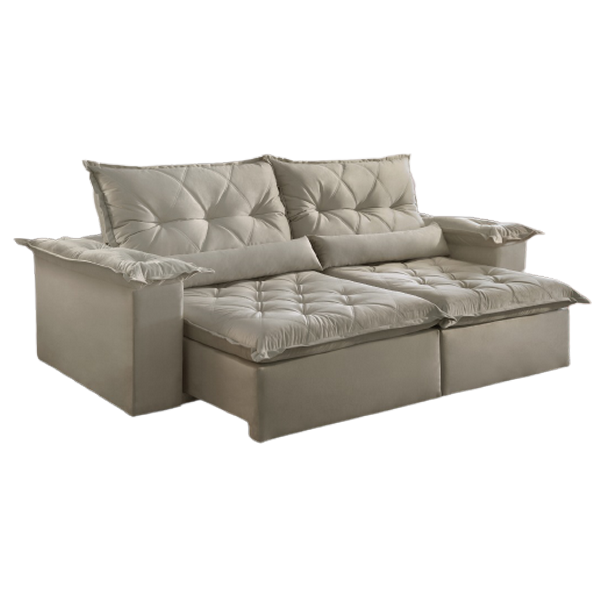 Sofá Retrátil e Reclinável Ouro Preto 2,40 m Bege Jolie 09 - MONTANO ESTOFADOS(PROMOÇÃO)