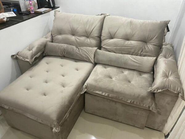 Sofá Retrátil e Reclinável Ouro Preto 2,40 m Bege Jolie 09 - MONTANO ESTOFADOS(PROMOÇÃO)