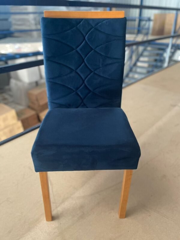 Kit 2 Cadeiras Safira Mel/Veludo Azul – WM DECOR