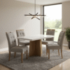 Mesa Jade 120 (Tampo 40 mm) Cinamomo/Off White com 4 Cadeiras Sophia Veludo Bege – VALDEMÓVEIS + WM DECOR
