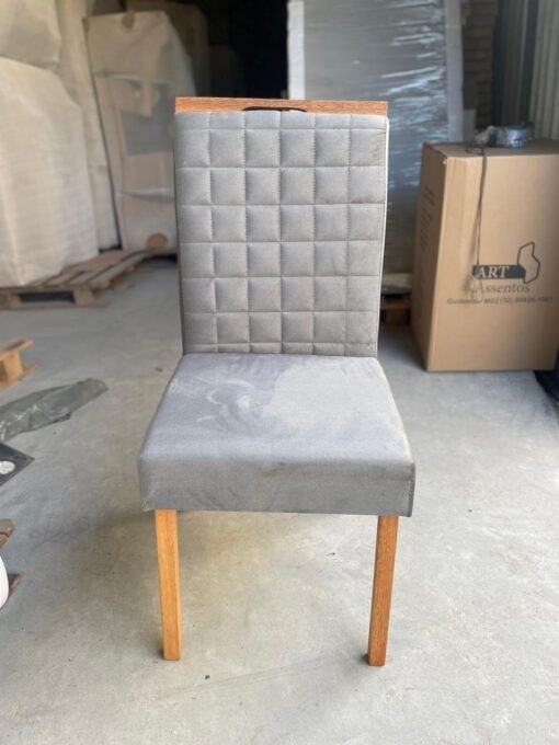 Mesa Salinas/Helô/Los Angeles 90 Cinamomo/Off White com Cadeiras Pandora 01 Veludo Cinza Grafite 414 – CEL MÓVEIS + CA