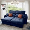 Sofá Retrátil e Reclinável Afrodite Slim 2,50 m Veludo Azul 104 – ZARAT ESTOFADOS