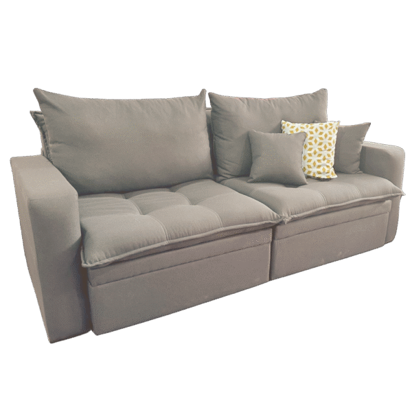 Sofá Retrátil Baú Versate 2,40 m Linho Bege - ARJAN DECOR