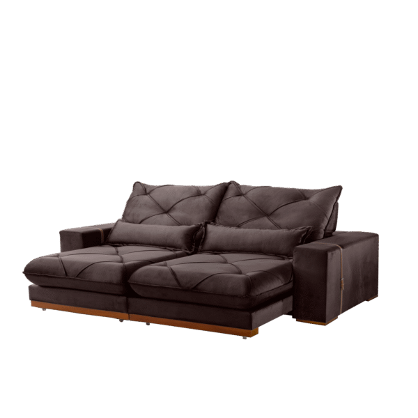 Sofá Retrátil e Reclinável Luanda/Isabella/Barcelona 2,50 m Veludo Marrom - TREVO ESTOFADOS