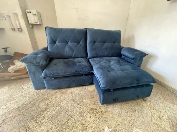 Sofá Retrátil e Reclinável Corvette 2,90 m Azul - D'VITRINE ESTOFADOS(PROMOÇÃO)