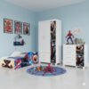 Guarda-Roupa 3 Portas Lívia 0,89 m + Cômoda 4 Gavetas com Sapateira Lívia + Cama Juvenil Carro Homem-Aranha 14 (Menino)