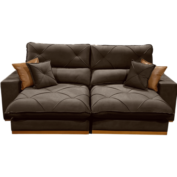 Sofá Retrátil e Reclinável Aquiles/Gran Bello 2,50 m Veludo Marrom 105 - ZARAT ESTOFADOS