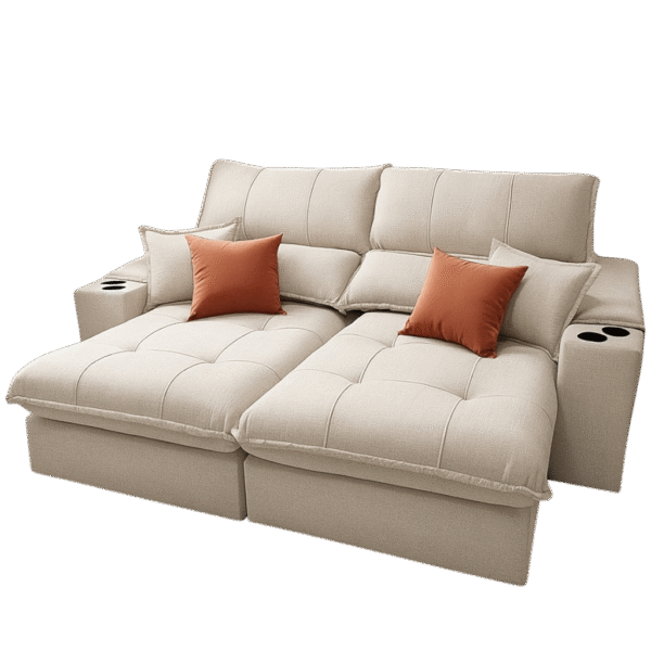 Sofá Retrátil e Reclinável Afrodite Slim 2,90 m Linho Bege 313 Confort 09 – ZARAT ESTOFADOS