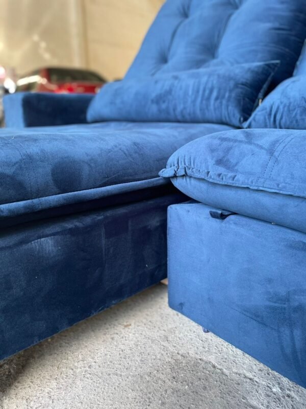 Sofá Retrátil e Reclinável Malu 2,10 m Azul - D'VITRINE ESTOFADOS(PROMOÇÃO)