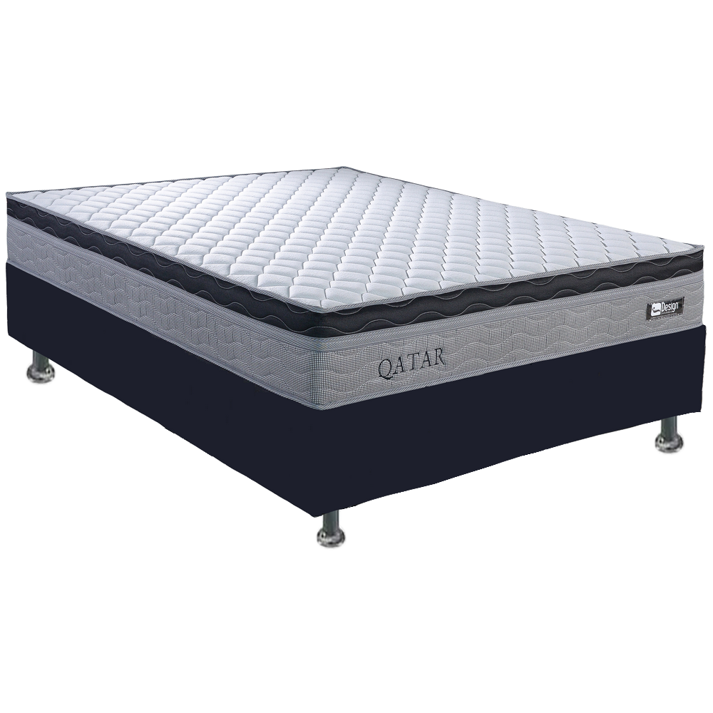 Colchão Casal Qatar D28 + Base Box Simples Corino Preto – DESIGN COLCHÕES + ALTO NÍVEL CAMAS E COLCHÕES - Imagem 2