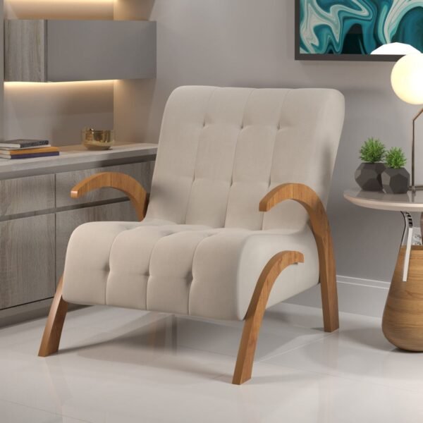 Poltrona Martha/Flower Mel/Veludo Marfim - VIERO MÓVEIS