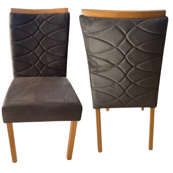 Kit 2 Cadeiras Safira Mel/Veludo Marrom – WM DECOR