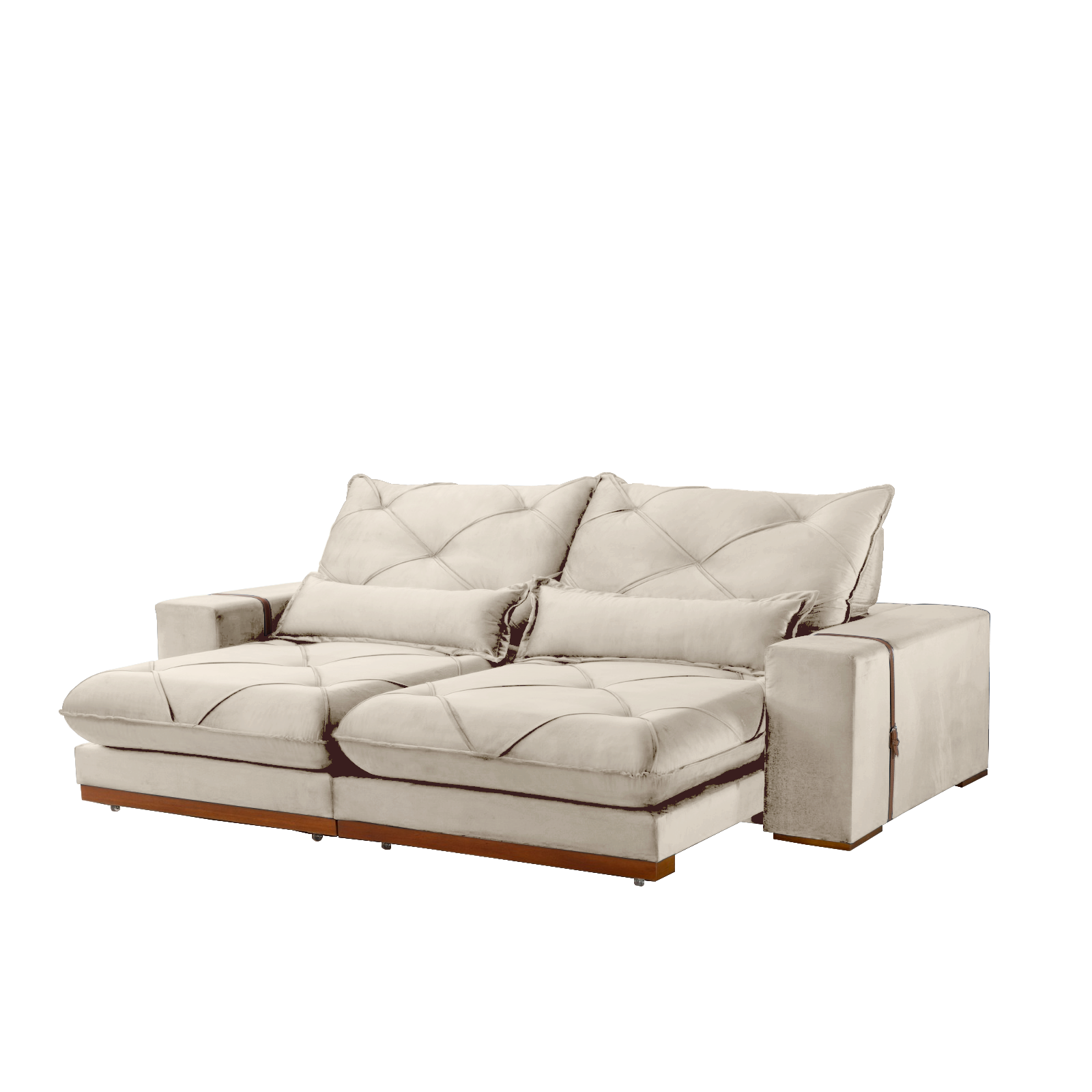 Sofá Retrátil e Reclinável Luanda/Isabella/Barcelona 2,50 m Veludo Bege - TREVO ESTOFADOS