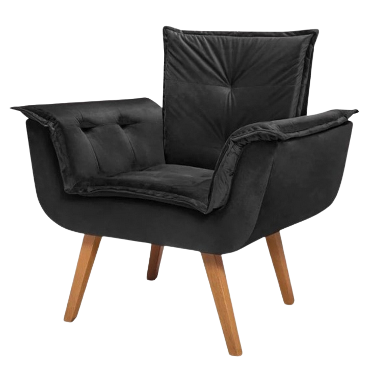 Poltrona Fixa Canadá/Opala Veludo Preto – JP ESTOFADOS - Imagem 3