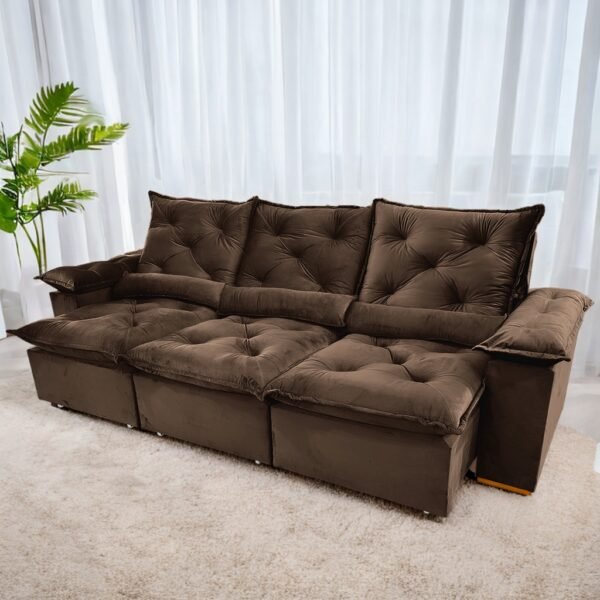 Sofá Retrátil e Reclinável Grécia 2,70 m Marrom - QUINE ESTOFADOS