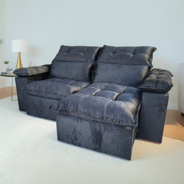 Sofá Retrátil e Reclinável Imperial 2,00 m Veludo Jolie Preto 12 - IMPERIAL DECOR