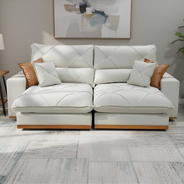 Sofa Retratil e Reclinavel Aquiles/Gran Bello 2,30 m Veludo Bege 106 - ZARAT ESTOFADOS