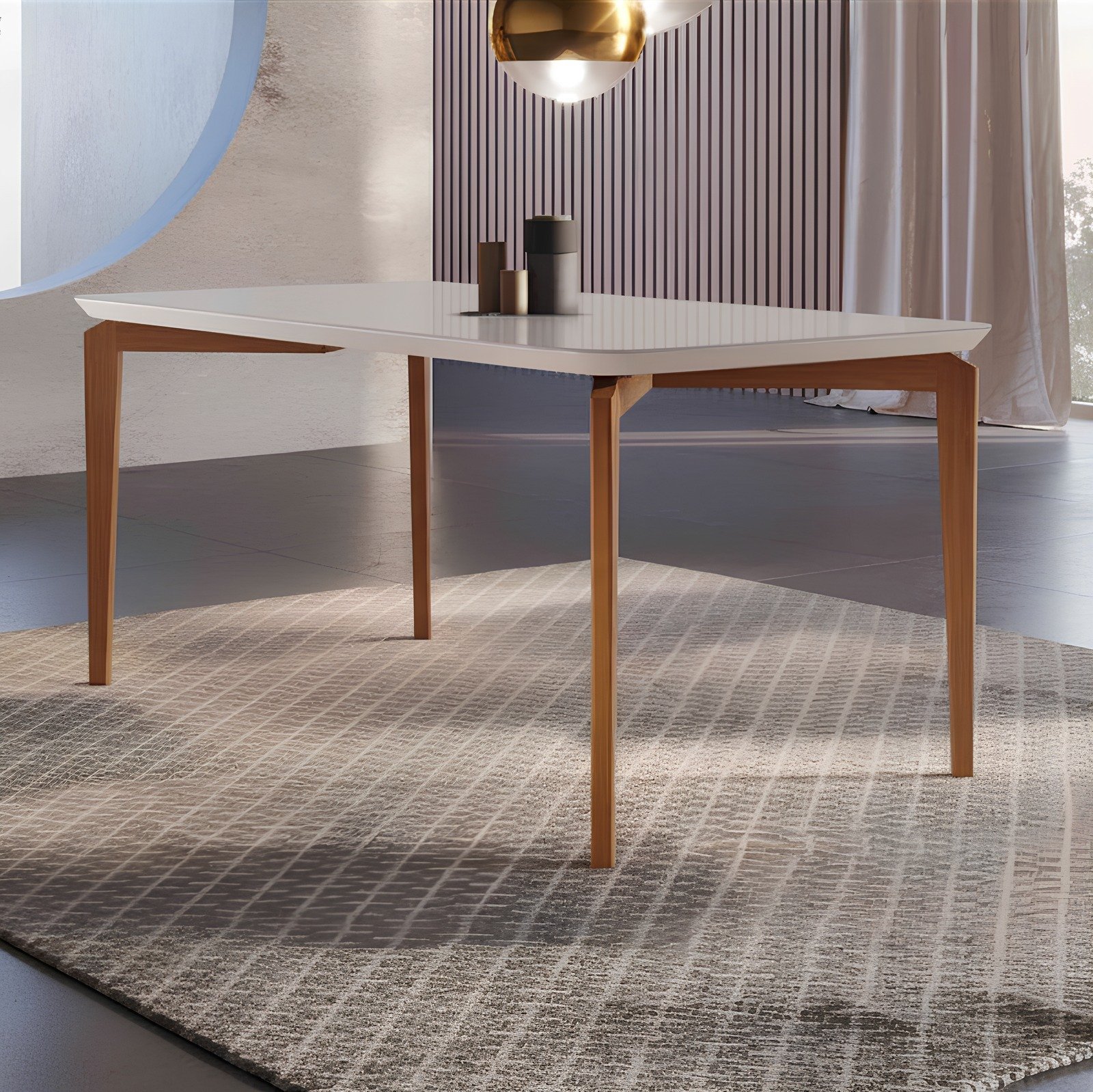 Mesa Roma 160 Canela/off White - Sala Vip Movelaria