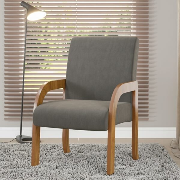 Poltrona Vand Mel/Veludo Cinza Grafite - VIERO MÓVEIS