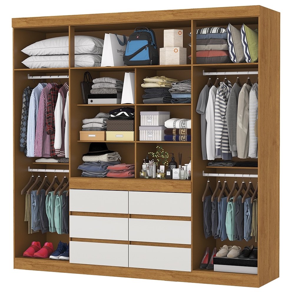 Guarda-Roupa 4 Portas Império 2,00 m Cinamomo/Off White - CARIOCA MÓVEIS - Imagem 2