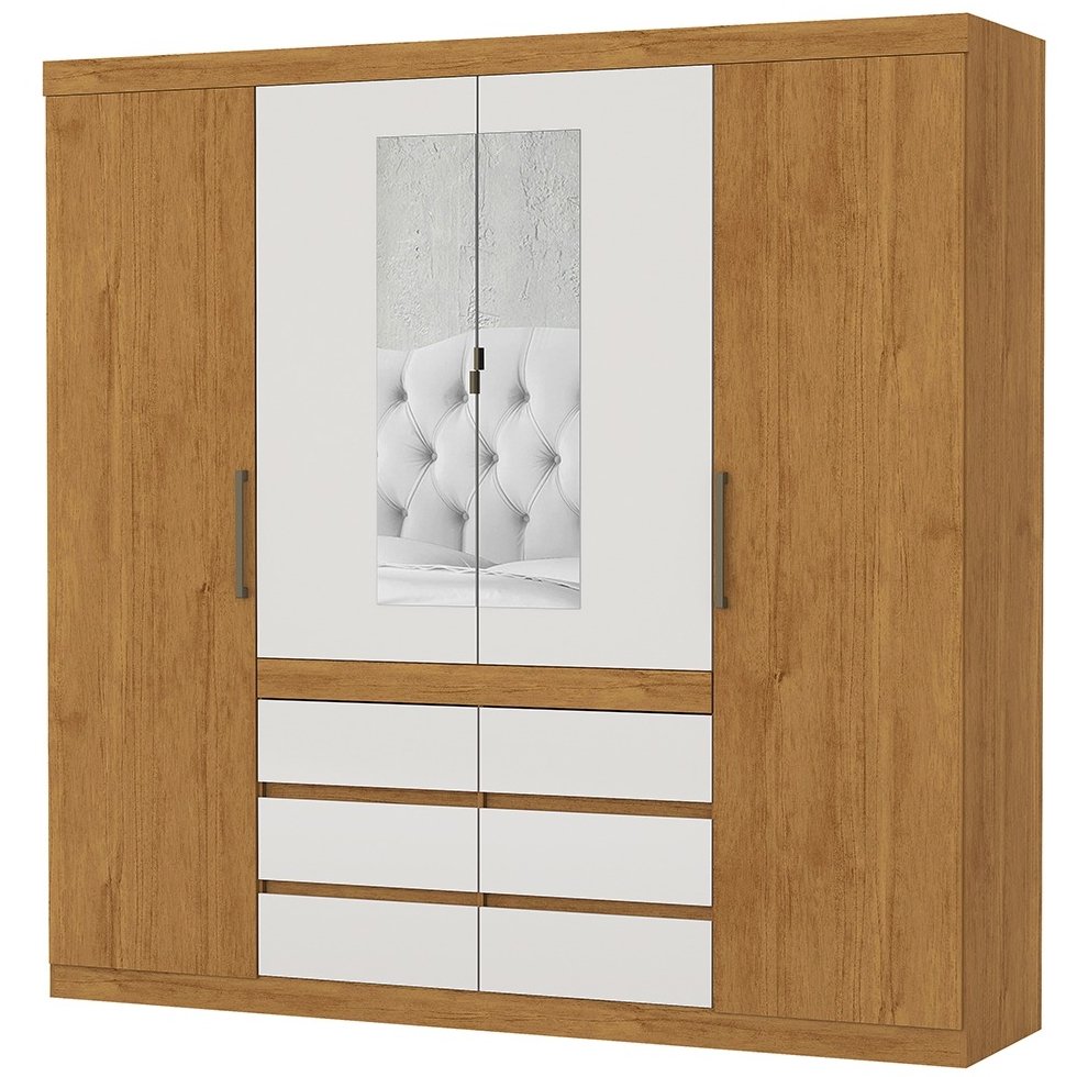 Guarda-Roupa 4 Portas Império 2,00 m Cinamomo/Off White - CARIOCA MÓVEIS - Imagem 3