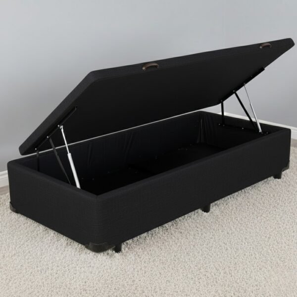 Base Box Solteiro Bau Linho Preto - ALTO NIVEL CAMAS E COLCHOES