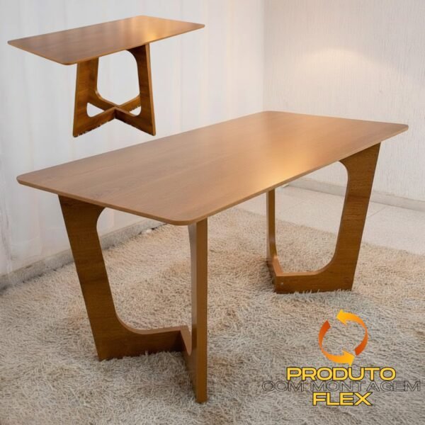 Mesa Dubai 160 (Tampo Londres s/vidro) Cinamomo - CEL MOVEIS