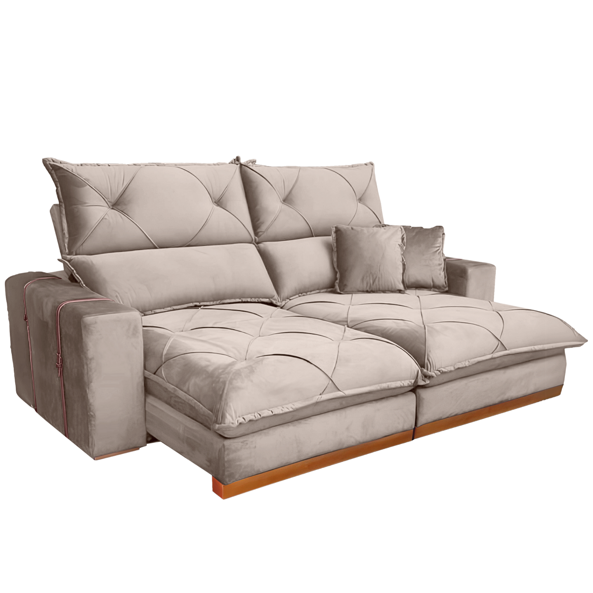 Sofa Retratil e Reclinavel Gran Bello Light 2,30 m Veludo Bege - QUINE ESTOFADOS - Imagem 3